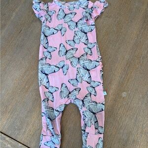 Posh Peanut Pink and Gray Butterfly Kids Footie